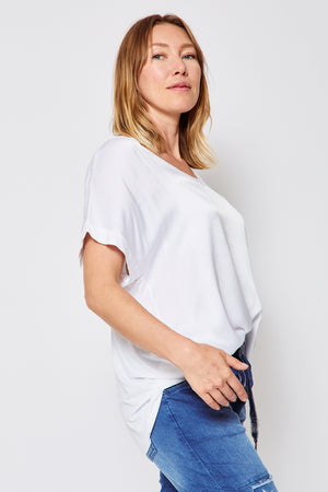 Oversized V Neck Satin Top (Ten Colors) - Jacqueline B Clothing