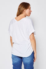 Oversized V Neck Satin Top (Ten Colors) - Jacqueline B Clothing
