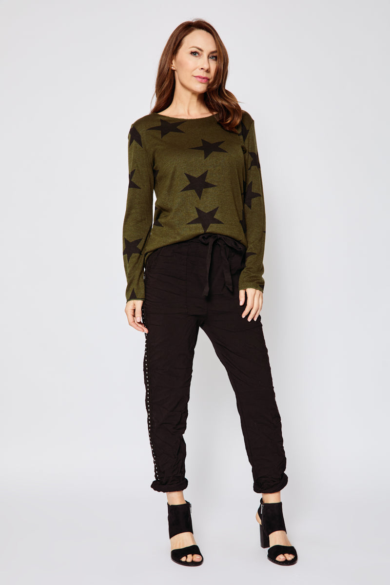 Studded Solid Pants (Three Colors) - Jacqueline B Clothing