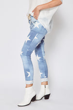 Light Denim Star Pant - Jacqueline B Clothing