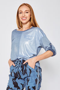 Sueded Shimmery Block Top (Four Colors) - Jacqueline B Clothing
