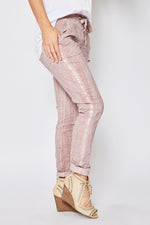 Satin Stripe Italian  Stretch Pants (Five Colors) - Jacqueline B Clothing