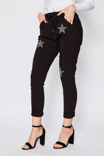 Embellished Star Stretch Pants (Four Colors) - Jacqueline B Clothing