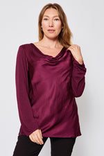 Drapeneck Satin Top - Jacqueline B Clothing