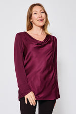 Drapeneck Satin Top - Jacqueline B Clothing