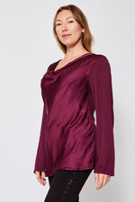 Drapeneck Satin Top - Jacqueline B Clothing