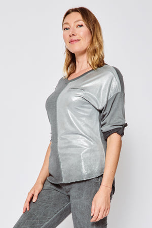 Sueded Shimmery Block Top (Four Colors) - Jacqueline B Clothing