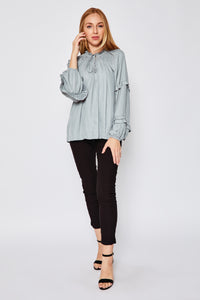 Silver Tone on Tone Marbled Top - Jacqueline B Clothing