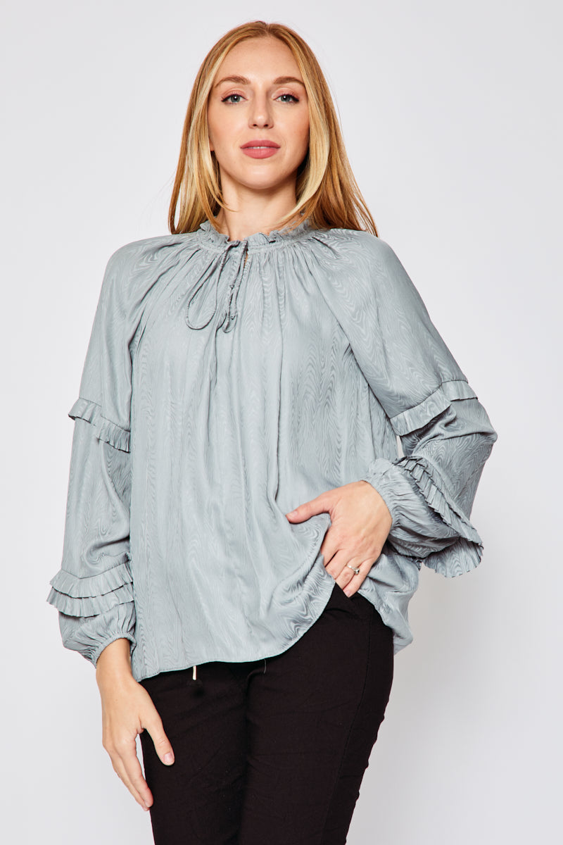 Silver Tone on Tone Marbled Top - Jacqueline B Clothing