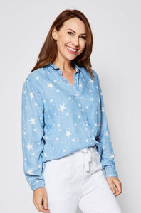 Lightweight Chambray Star Top - Jacqueline B Clothing