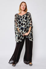 Italian Silk Abstract Pattern Flowing Top - Jacqueline B Clothing