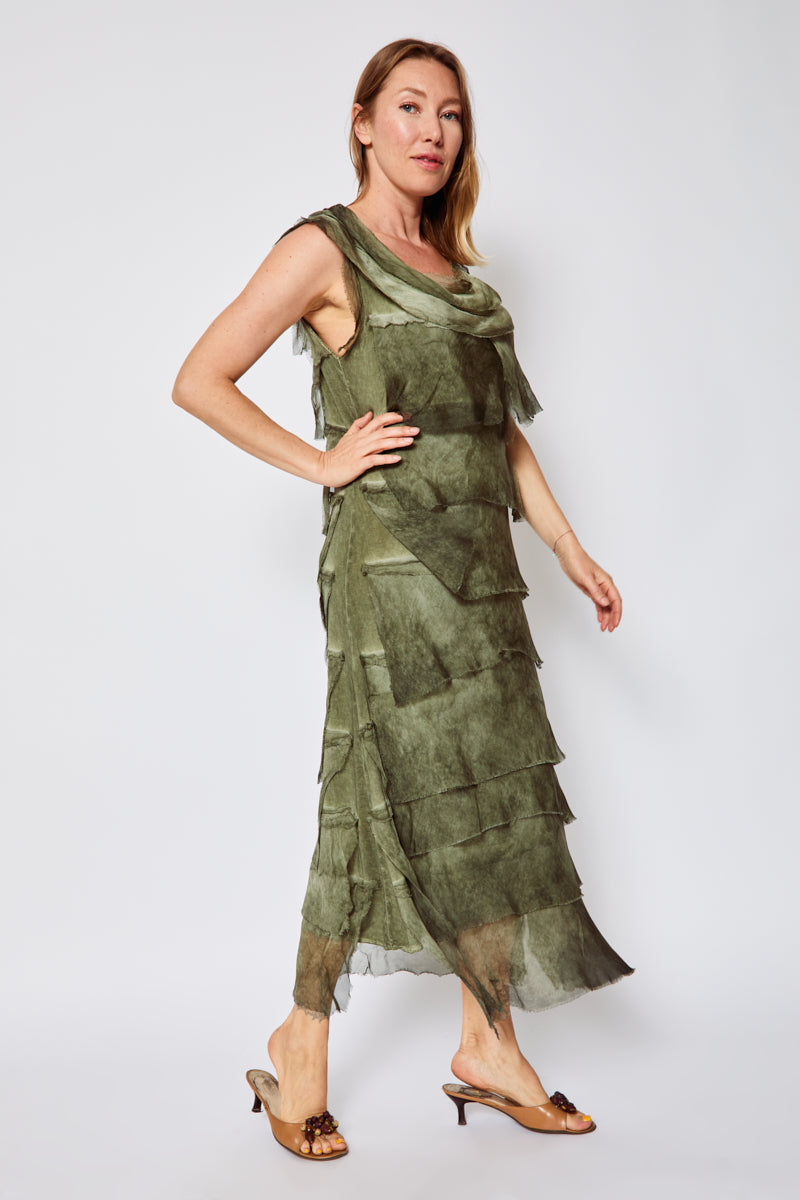 Italian Silk Long Layered Dress - Jacqueline B Clothing