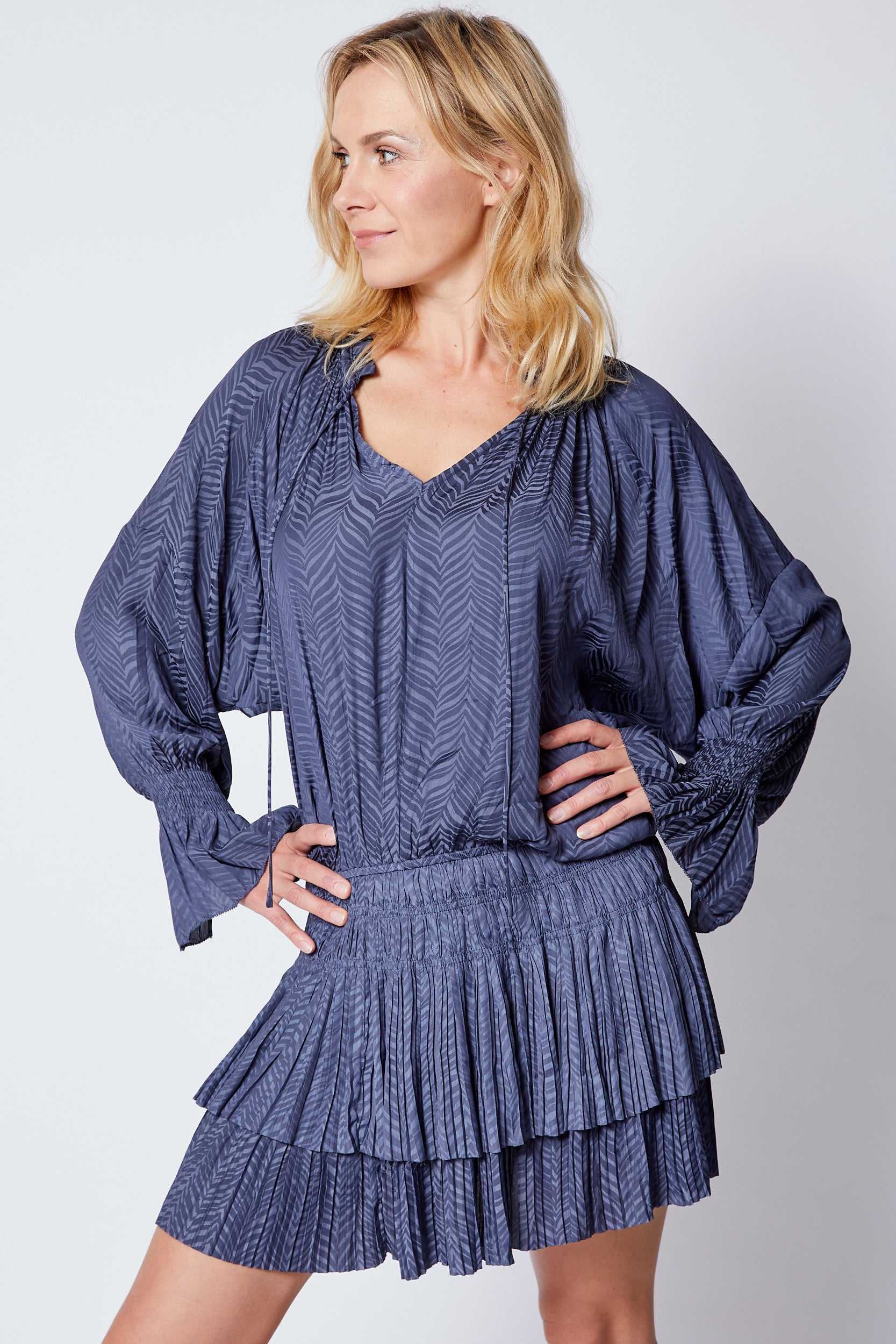 Herringbone Pattern Dress - Jacqueline B Clothing