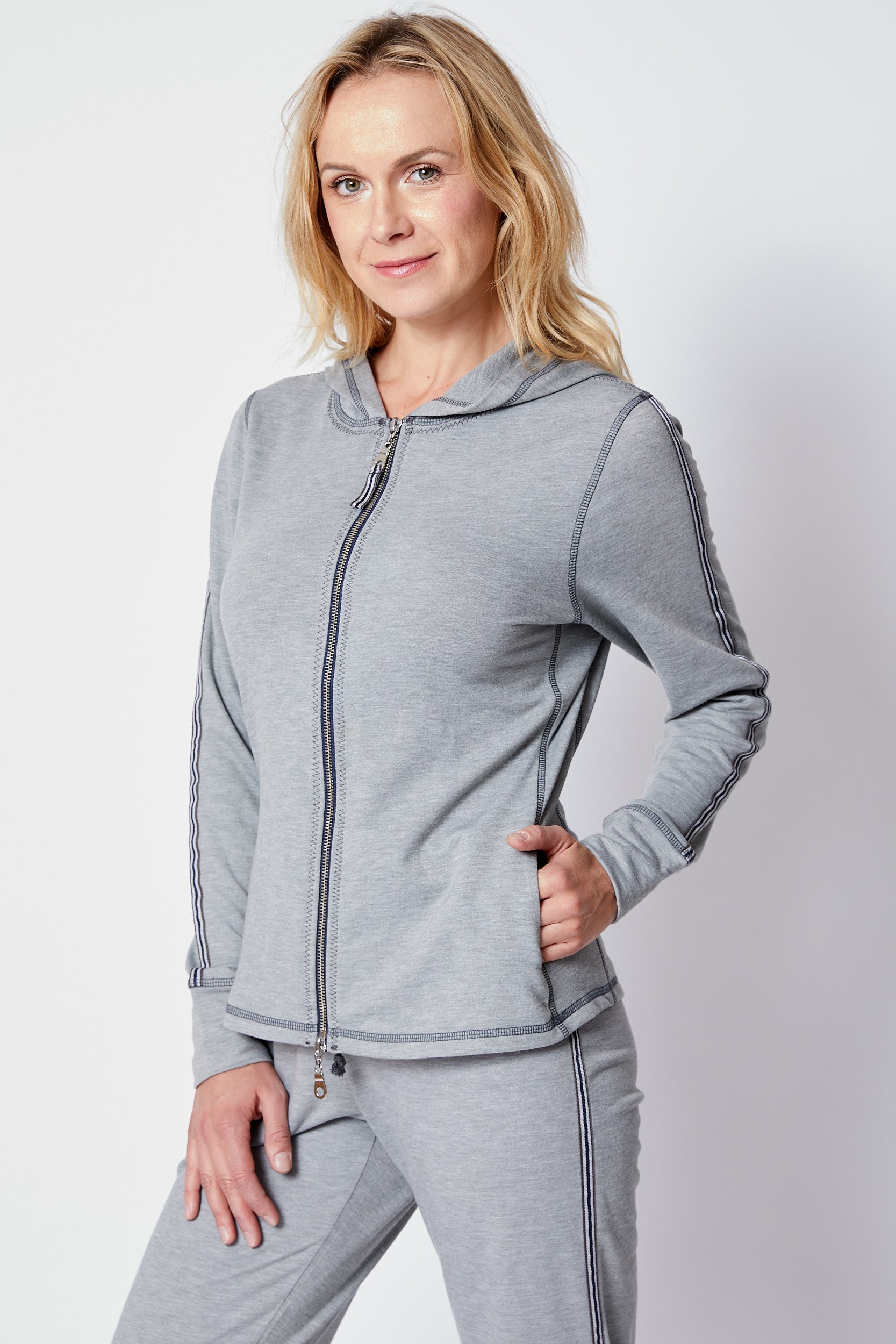 Gray Racer Stripe Sweats - Jacqueline B Clothing