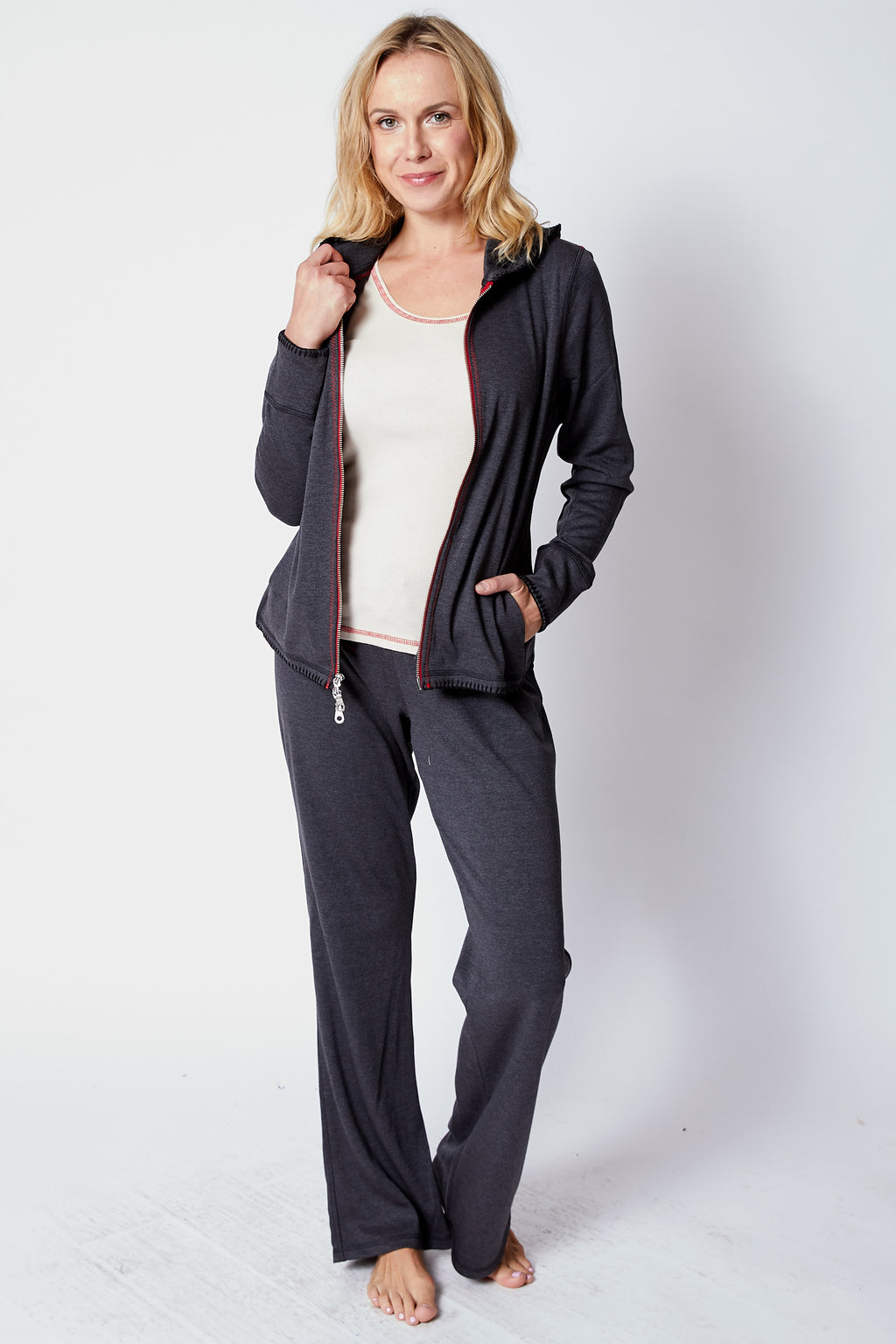 Charcoal/Red Sweats - Jacqueline B Clothing