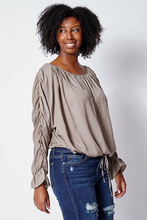 Gathered Sleeve Blouse - Jacqueline B Clothing