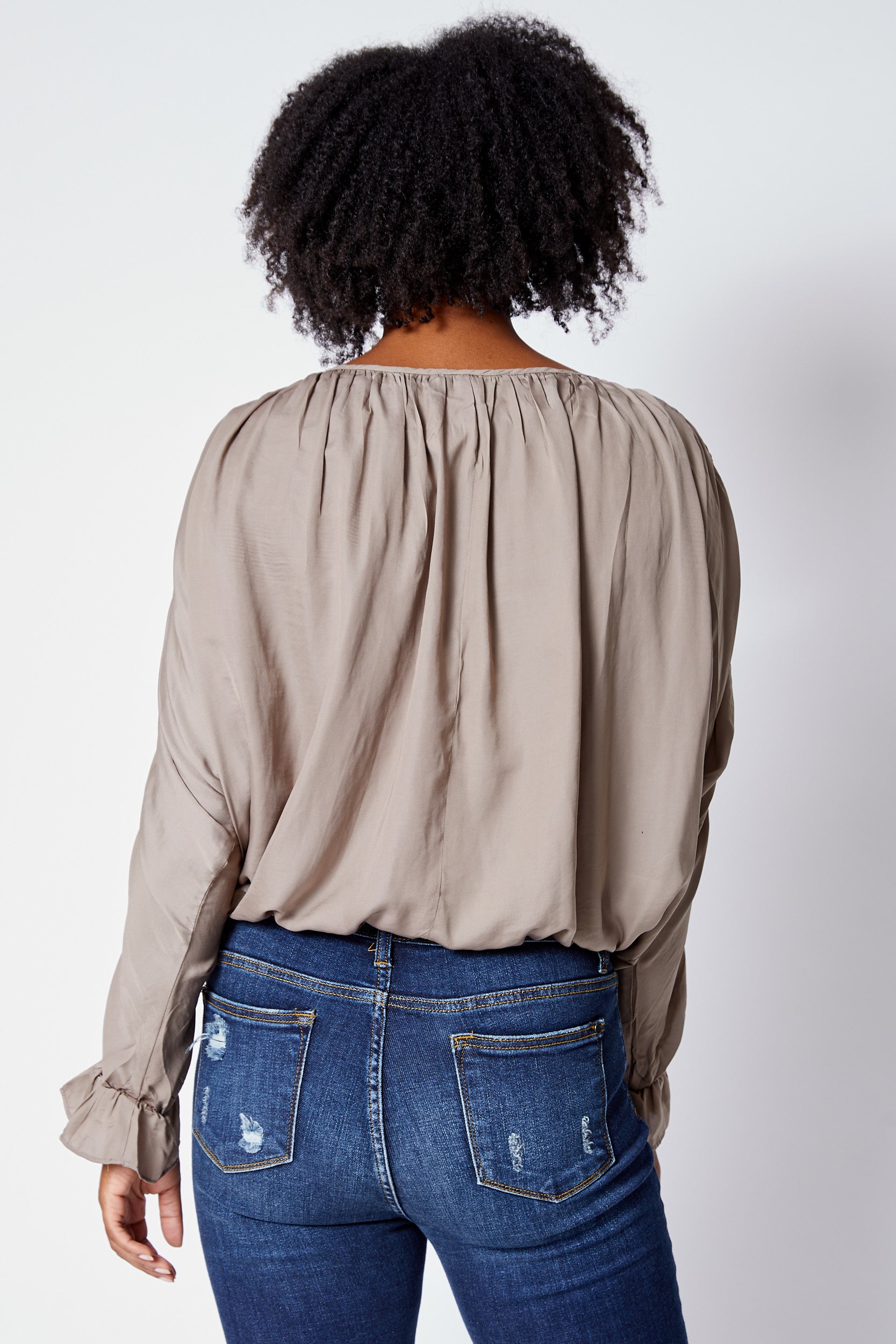 Gathered Sleeve Blouse - Jacqueline B Clothing