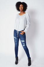 Gathered Sleeve Blouse - Jacqueline B Clothing
