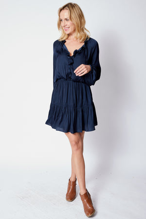 Long Sleeve Dress w/ Ruffled Front Top - Jacqueline B Clothing