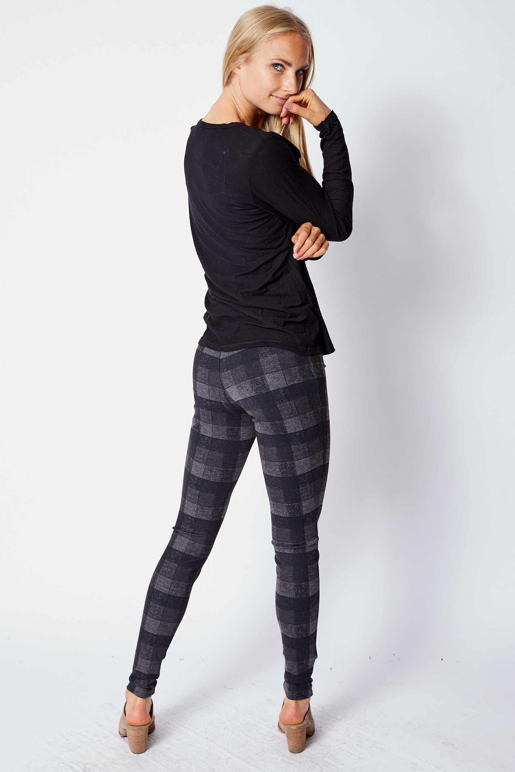Brown Check Leggings - Jacqueline B Clothing