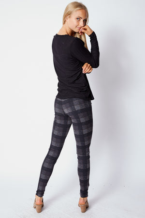 Brown Check Leggings - Jacqueline B Clothing