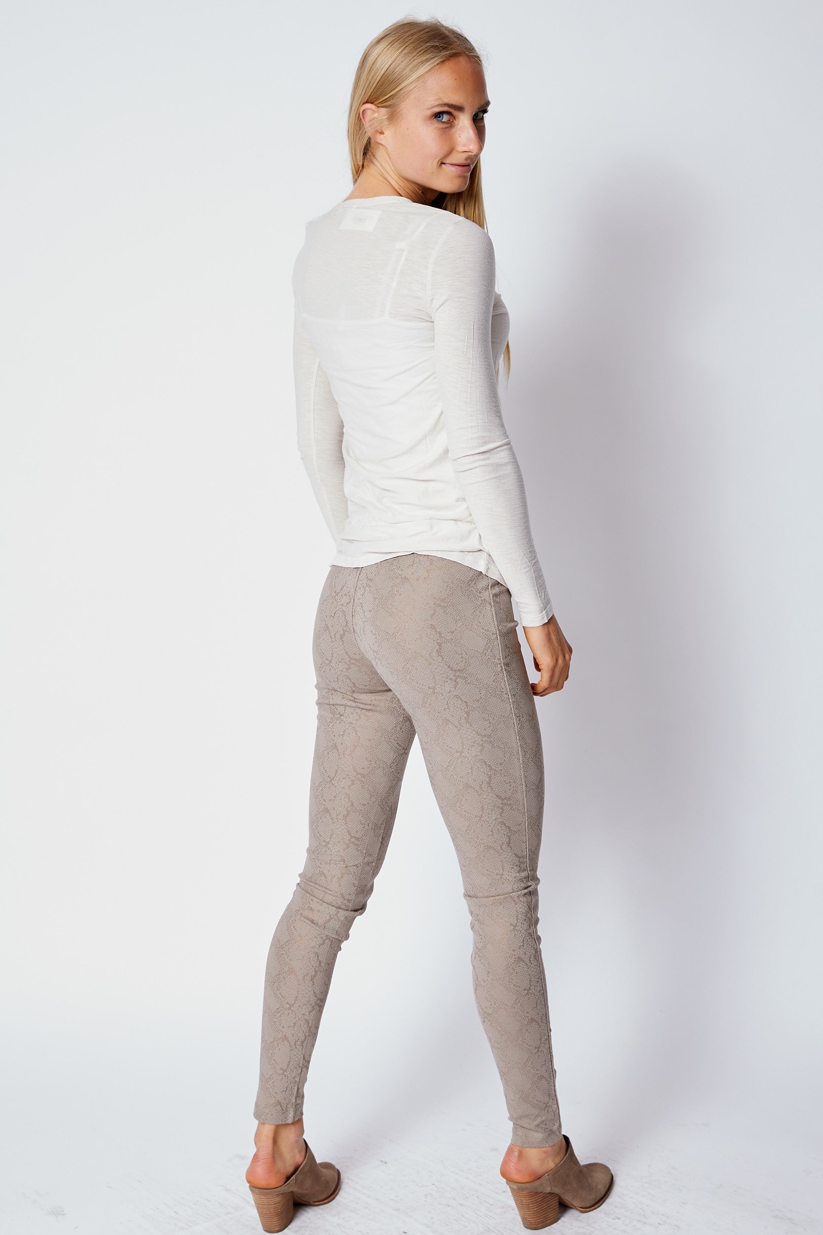 Beige Snakeskin Leggings - Jacqueline B Clothing