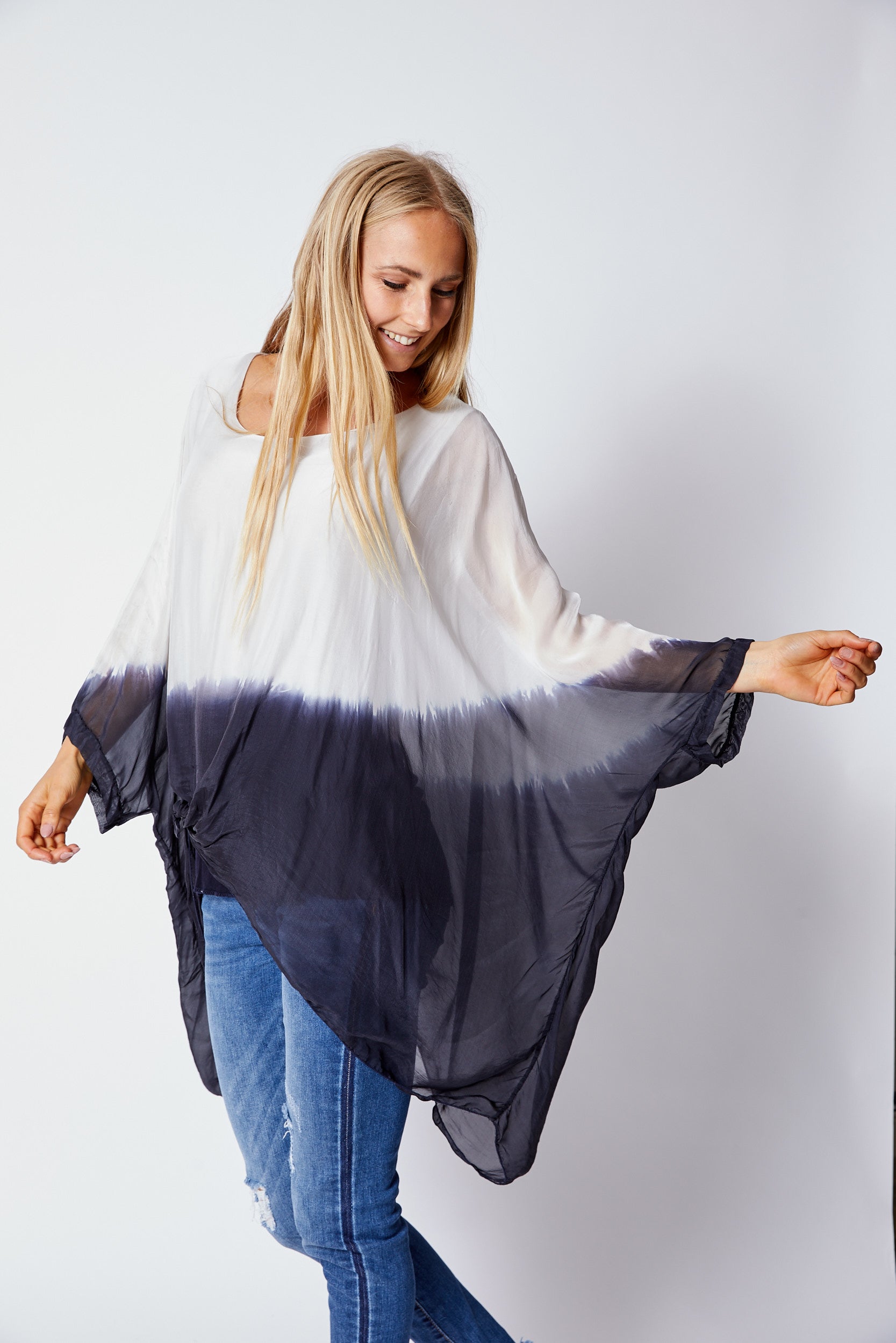 Italian Silk Dip Dye Top - Jacqueline B Clothing