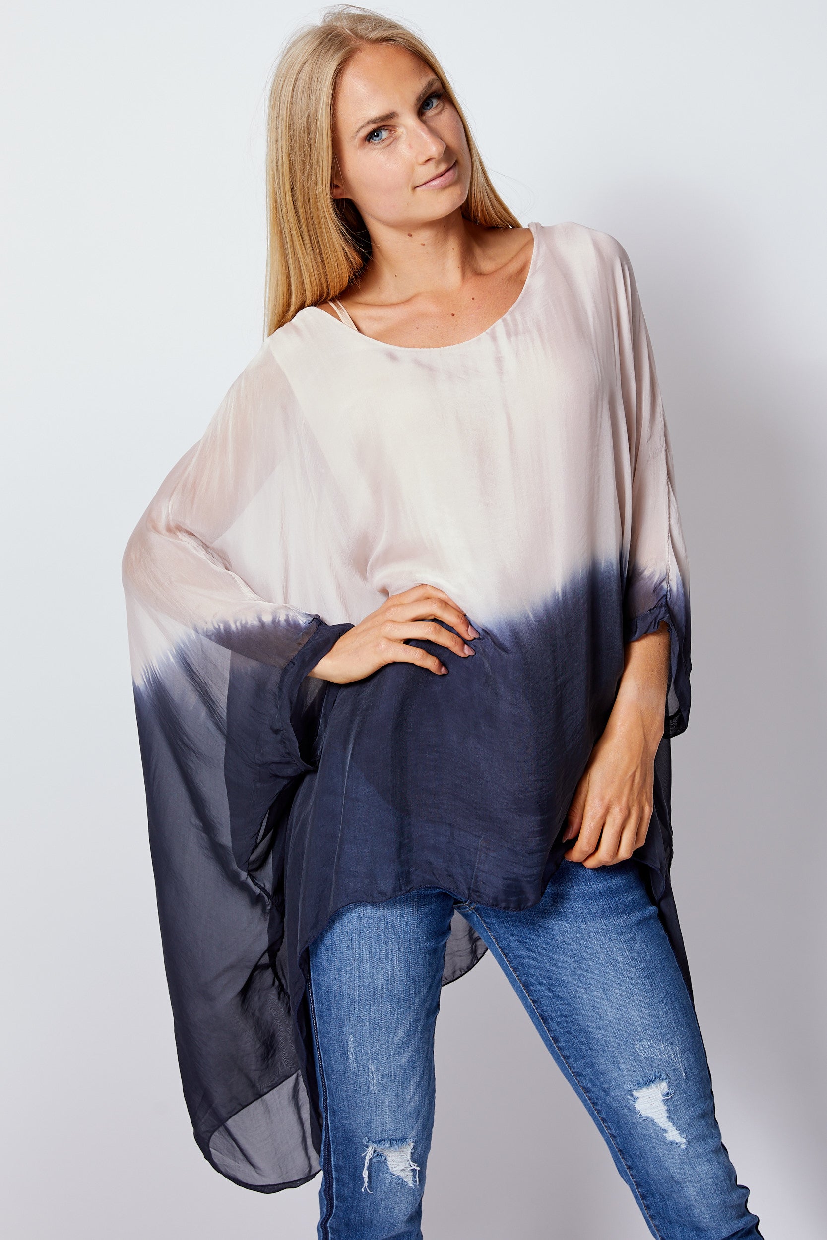 Italian Silk Dip Dye Top - Jacqueline B Clothing