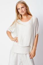 Italian Silk Sequin Trim Tee - Jacqueline B Clothing