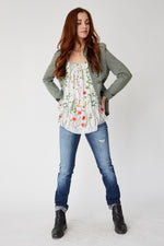 Italian Silk  Embroidered Floral Tank - Jacqueline B Clothing