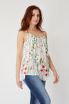 Italian Silk  Embroidered Floral Tank - Jacqueline B Clothing