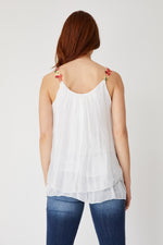 Italian Silk  Embroidered Floral Tank - Jacqueline B Clothing