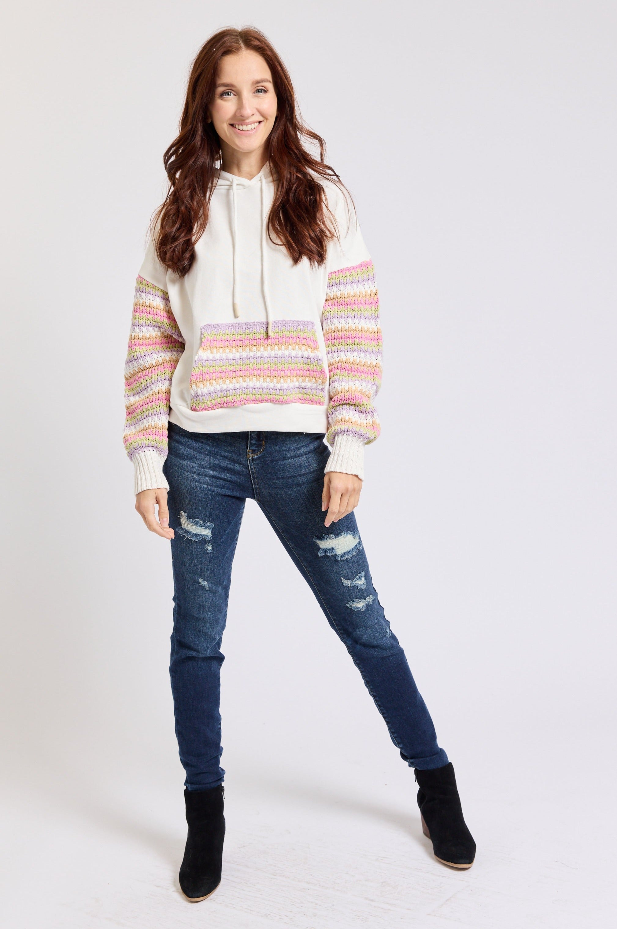 Crochet Sleeve Hoodie - Jacqueline B Clothing