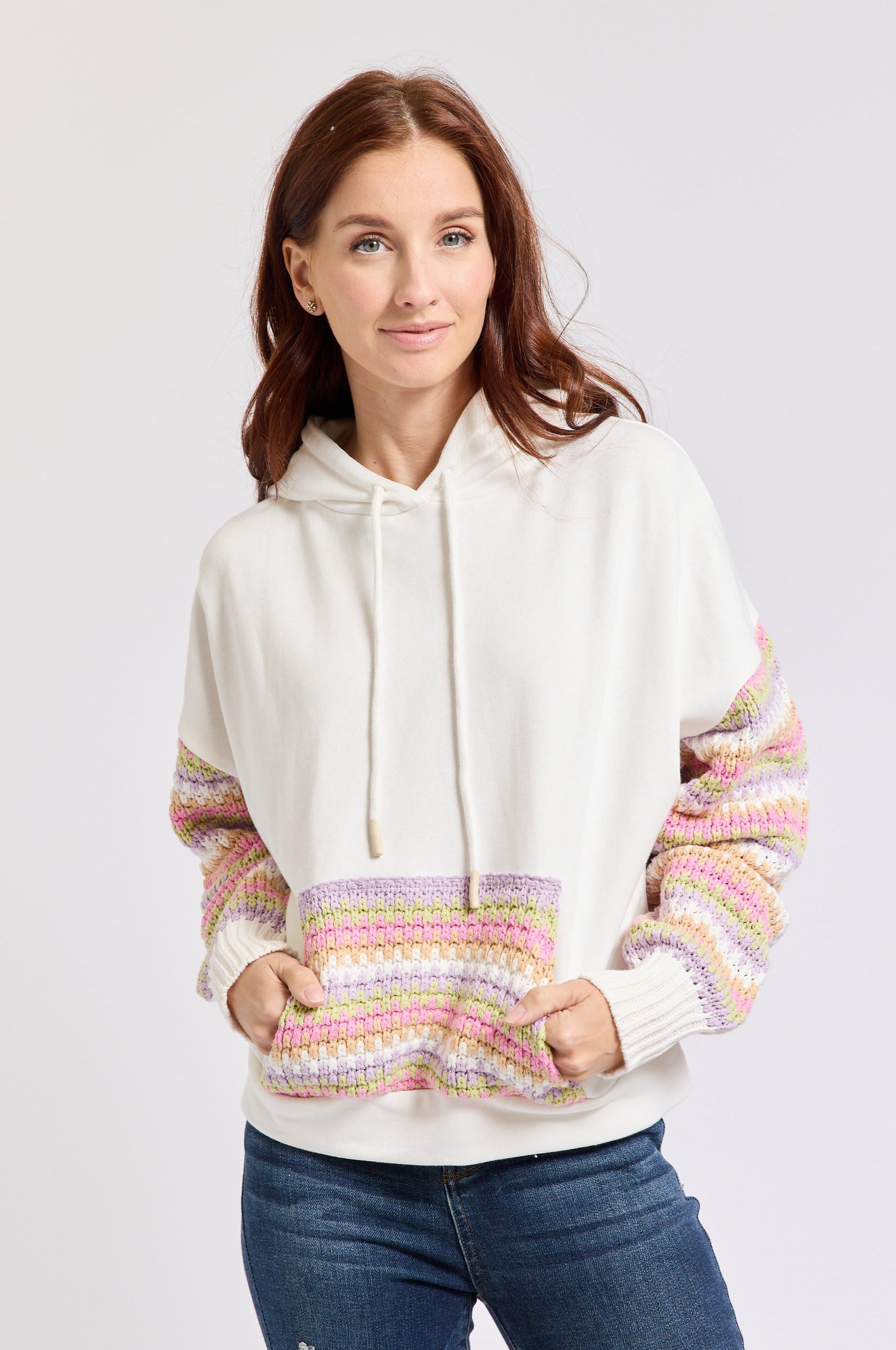 Crochet Sleeve Hoodie - Jacqueline B Clothing