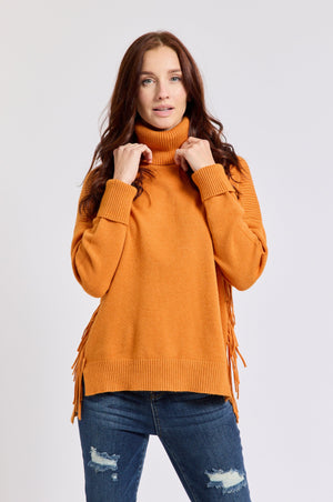 Turtleneck Fringe Sweater (Six Colors) - Jacqueline B Clothing