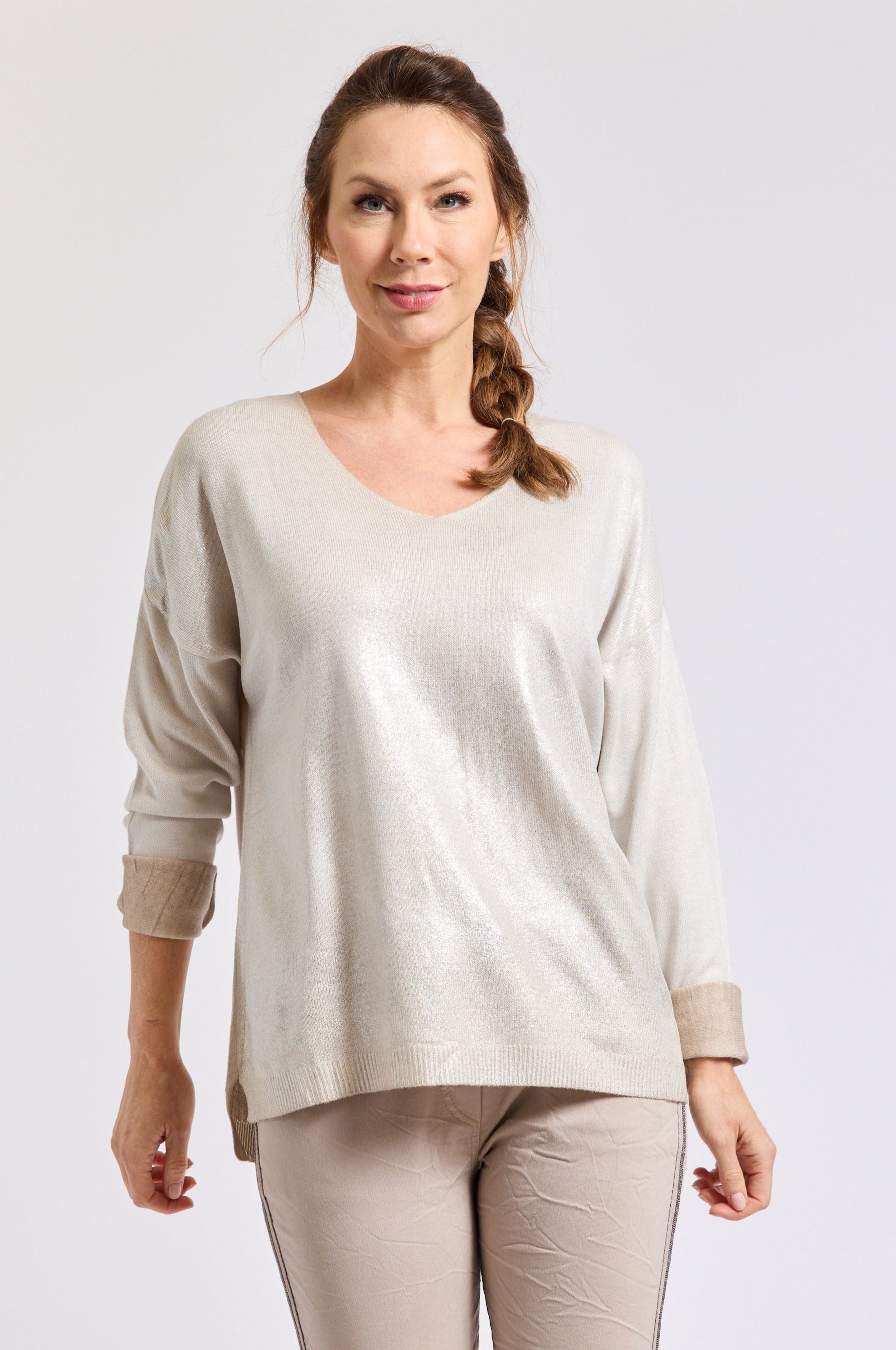 Shinny Front Sweater (Eight Colors) - Jacqueline B Clothing
