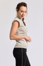 Rhinestone Padded Shell Mock Turtle Neck