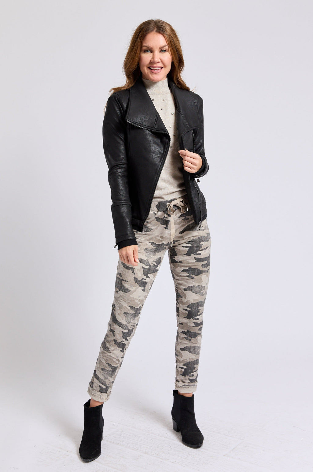 Moto Faux Leather Jacket - Jacqueline B Clothing