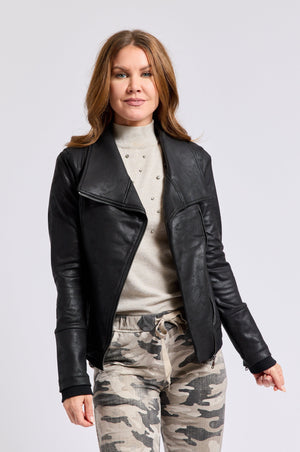 Moto Faux Leather Jacket - Jacqueline B Clothing