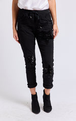 Sequin Star Italian Stretch Pant - Jacqueline B Clothing
