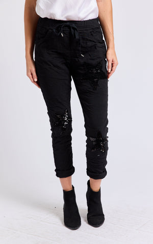 Sequin Star Italian Stretch Pant - Jacqueline B Clothing