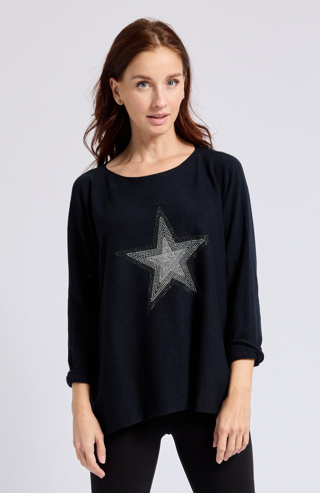 Rhinestone Super Star Sweater - Jacqueline B Clothing
