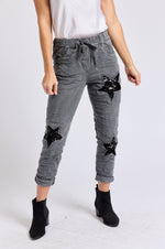 Sequin Star Italian Stretch Pant - Jacqueline B Clothing