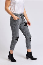 Sequin Star Italian Stretch Pant - Jacqueline B Clothing