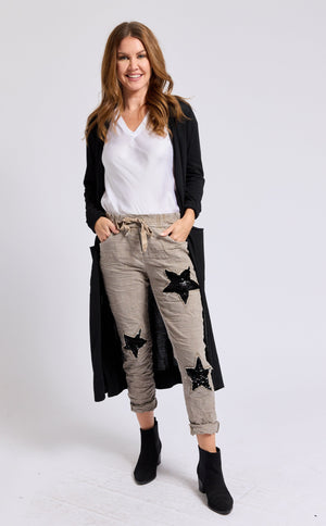 Sequin Star Italian Stretch Pant - Jacqueline B Clothing