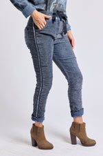 Sueded Satin Trim Pants (Three Colors)
