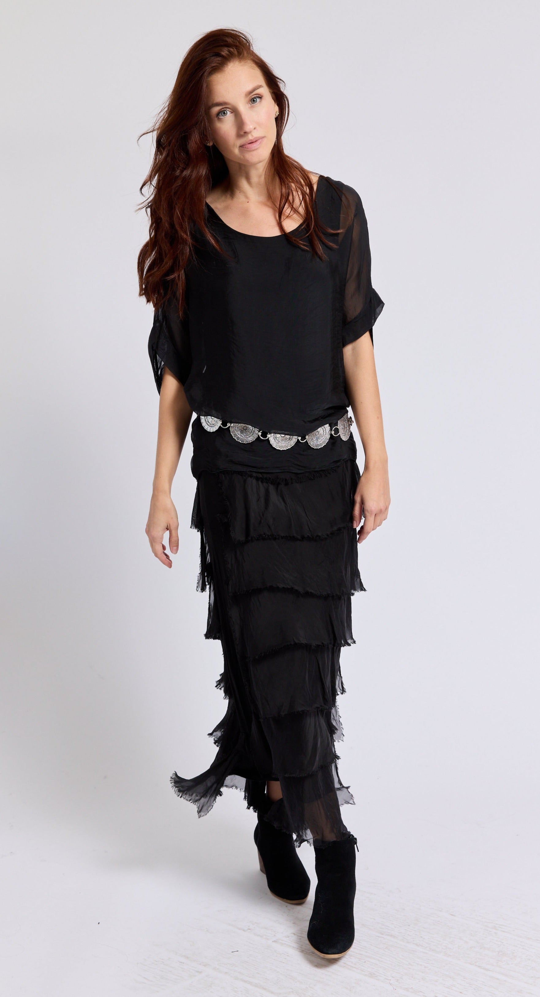 Italian Silk Layered Skirt - Jacqueline B Clothing