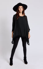 Italian Silk  62B Italian Flowing Raw Edge Top - Jacqueline B Clothing