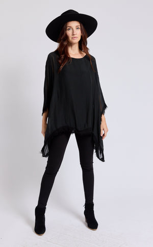 Italian Silk  62B Italian Flowing Raw Edge Top - Jacqueline B Clothing