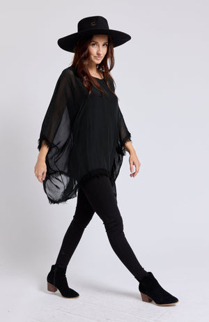 Italian Silk  62B Italian Flowing Raw Edge Top - Jacqueline B Clothing
